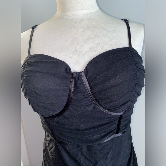 Emprada Bustier Womens Large Black Ruched MIDI Dress - Picture 6 of 6